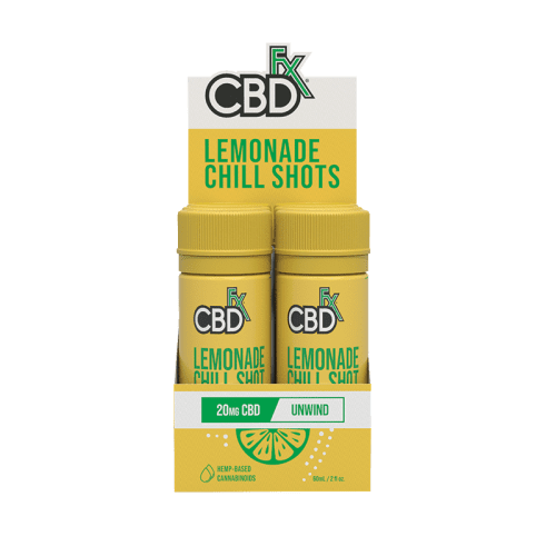 cbdfx lemonade cbd chill shots drink display case