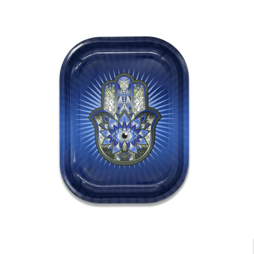 metal rolling tray hamsa blue small v syndicate